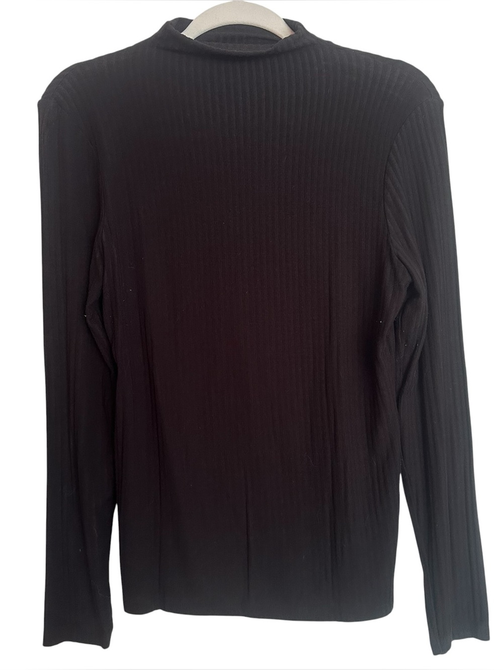 Black Ribbed Longsleeve Mockneck Top Medium